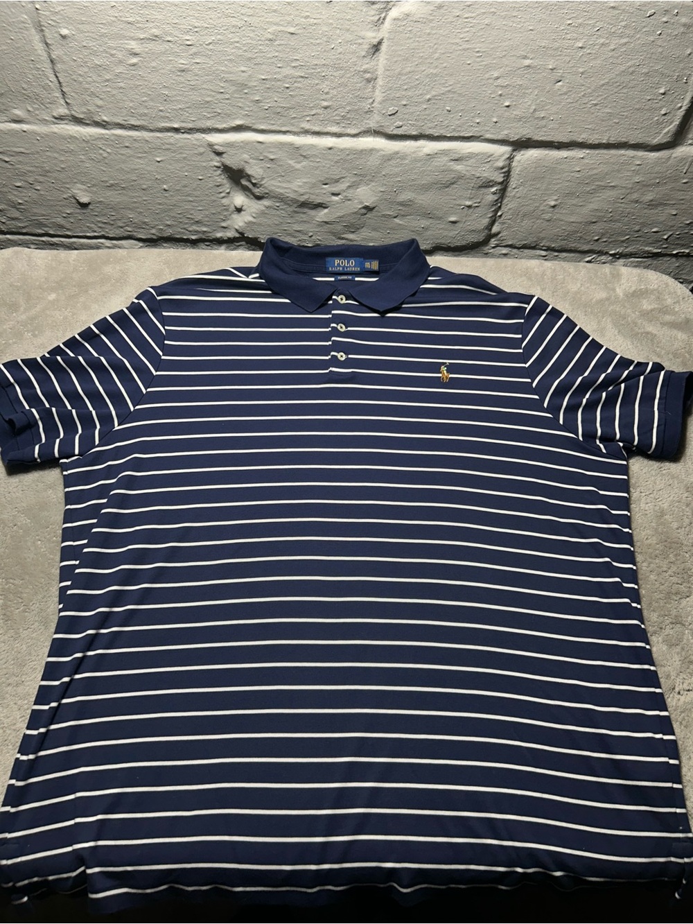 Polo Ralph Lauren Striped Polo Shirt Navy Blue/White XXL Classic Fit